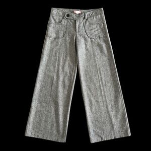 Vintage Y2K 90s Gray Wide-Leg Pants Lux wool blend USA office siren size 11T 887